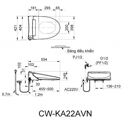 Bản vẽ kỹ thuật bồn cầu Inax AC-1135+CW-KA22AVN 