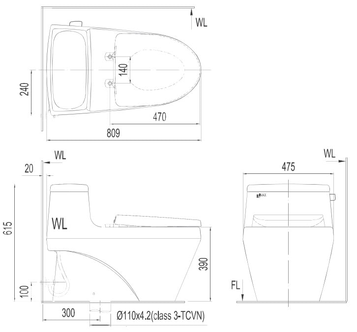 Bồn cầu nắp rửa lạnh INAX AC-1135+CW-S15VN - Ảnh 2