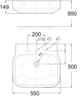 Chậu rửa mặt American Standard WP-F628 2 Bản vẽ kỹ thuật Chậu rửa mặt American Standard WP-F628