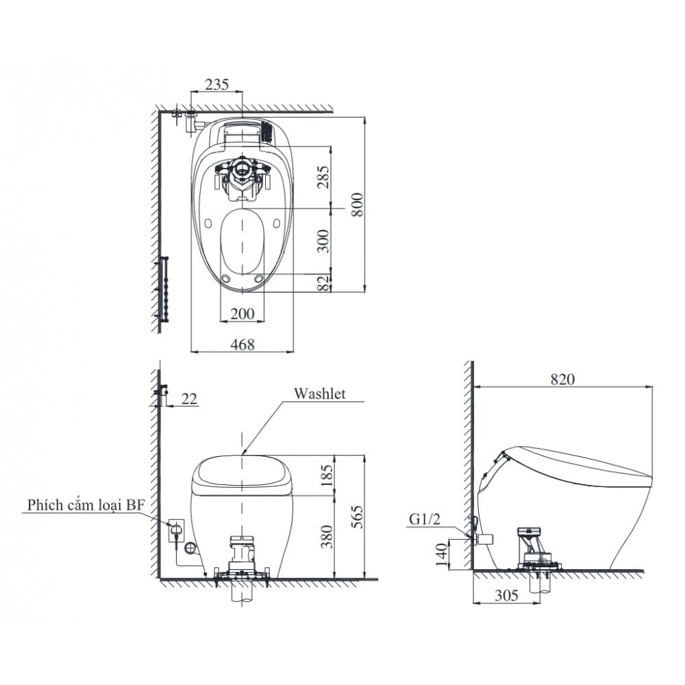 bản vẽ kỹ thuật bồn cầu TOTO CS900KVT