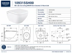 Bồn cầu treo tường GROHE Euro Ceramic 109315SH00 - Ảnh 6