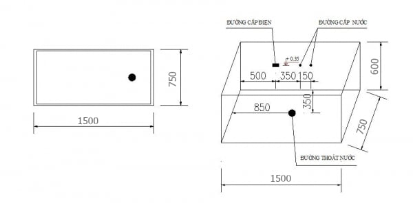 Bản vẽ kỹ thuật bồn tắm Govern JS 8094