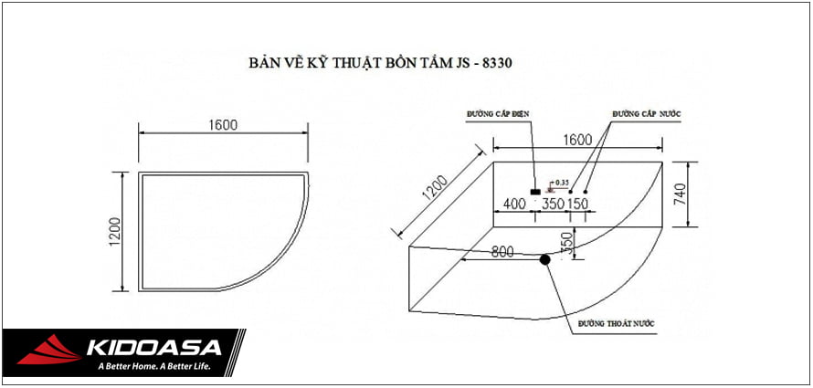 Bản vẽ kỹ thuật bồn tắm Govern JS-8330