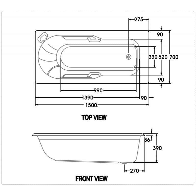 Bản vẽ kỹ thuật bồn tắm American Standard 7240100-WT