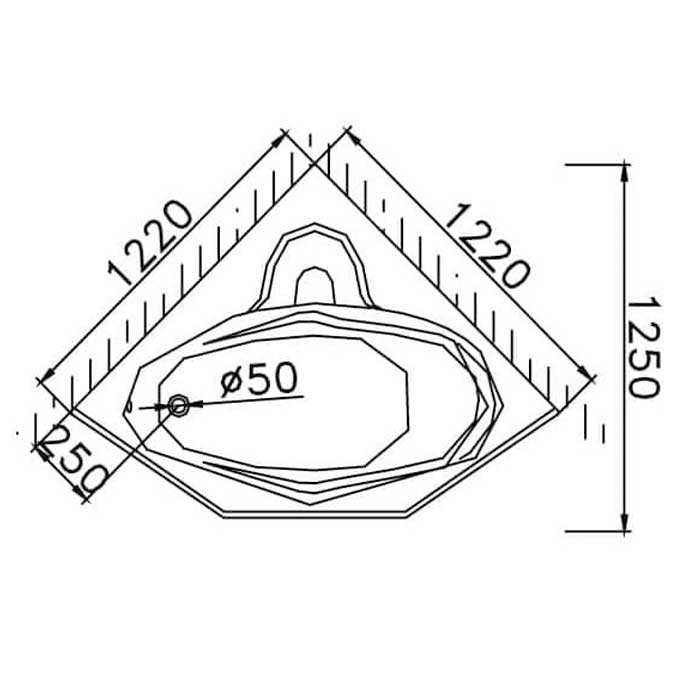 Bản vẽ kỹ thuật bồn tắm Caesar AT5120A