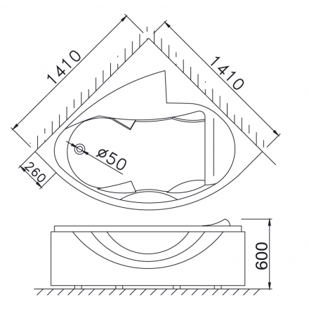 Bản vẽ kỹ thuật bồn tắm Caesar AT5140A