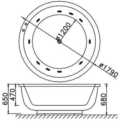 Bản vẽ kỹ thuật bồn tắm Caesar MT6470A