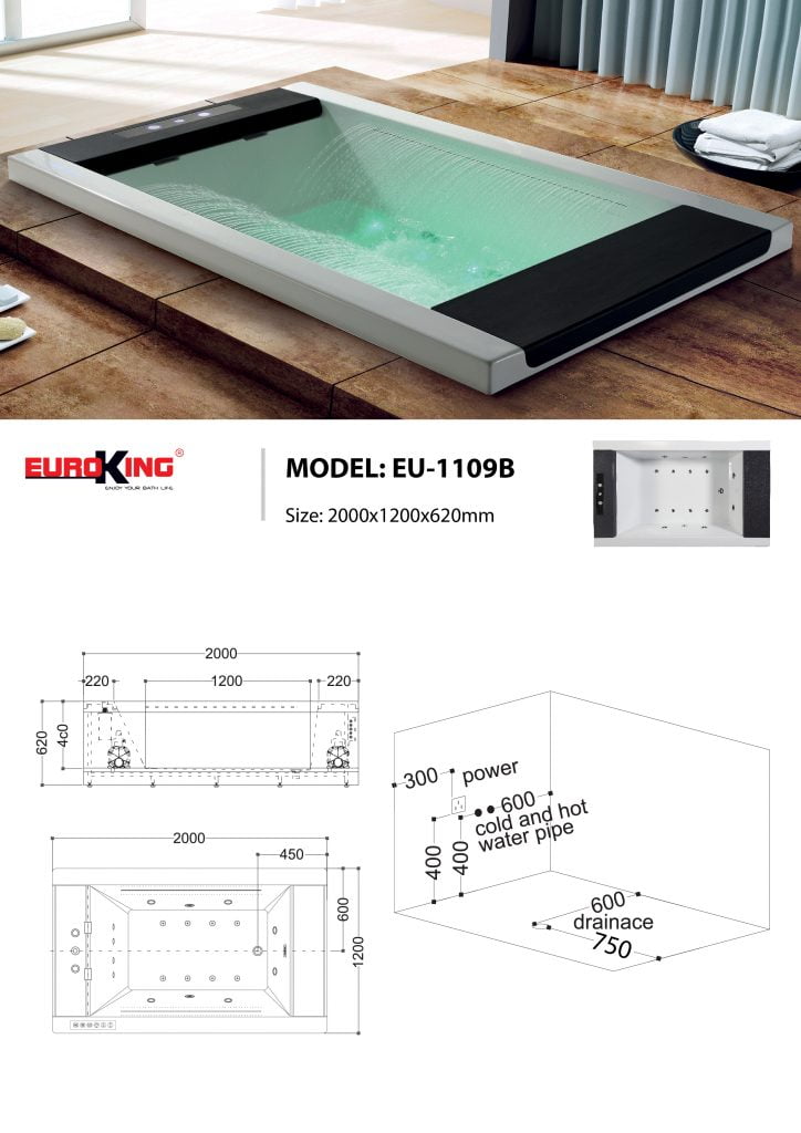 Bản vẽ kĩ thuật bồn tắm EuroKing EU-1109B