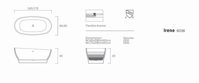 Bản vẽ kĩ thuật bồn tắm EuroKing EU-6036