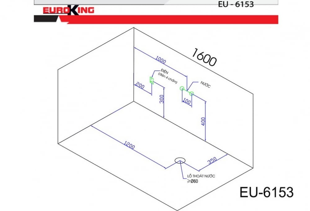 Bản vẽ kĩ thuật bồn tắm EuroKing EU-6153