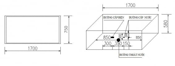 Bản vẽ kỹ thuật của bồn tắm Govern JS 6009