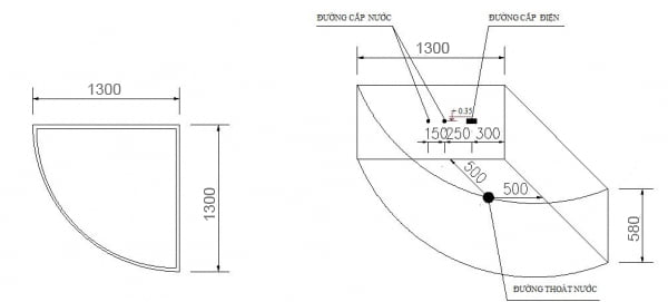 Bản vẽ kỹ thuật của bồn tắm Govern JS 6011-1