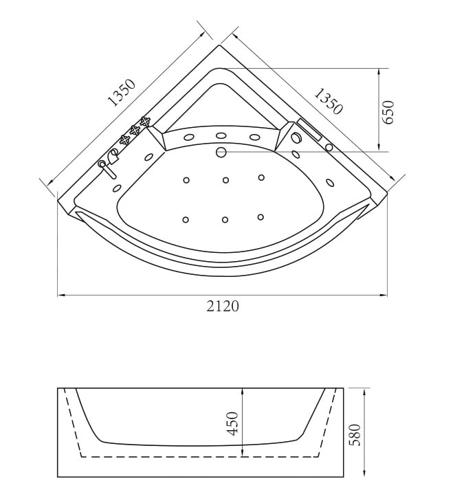 Bản vẽ kỹ thuật của bồn tắm Govern JS 6202