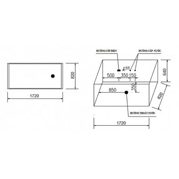 Bản vẽ kỹ thuật bồn tắm Govern K 3080