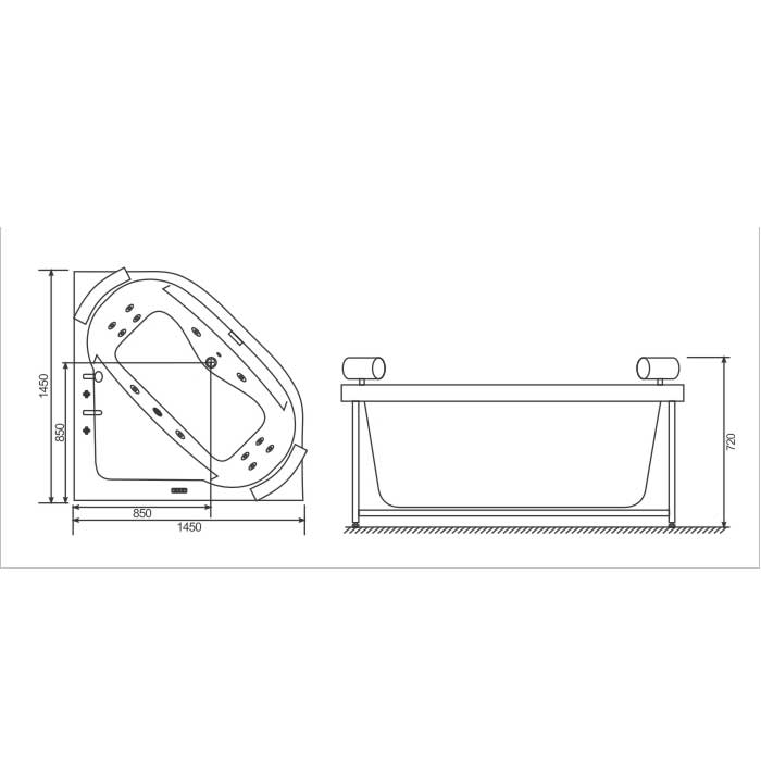 Bản vẽ kỹ thuật bồn tắm Nofer VR-106P