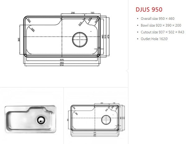 Chậu rửa bát CICO DJUS 950 - Ảnh 2