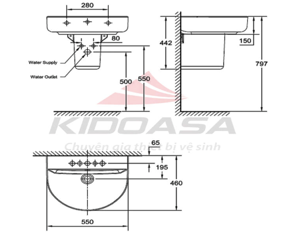 Chậu rửa mặt American Standard 0552-WT/0742-WT - Ảnh 2