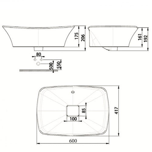 Chậu rửa mặt American Standard WP-F602 3 Bản vẽ kỹ thuật chậu lavabo American Standard WP-F602