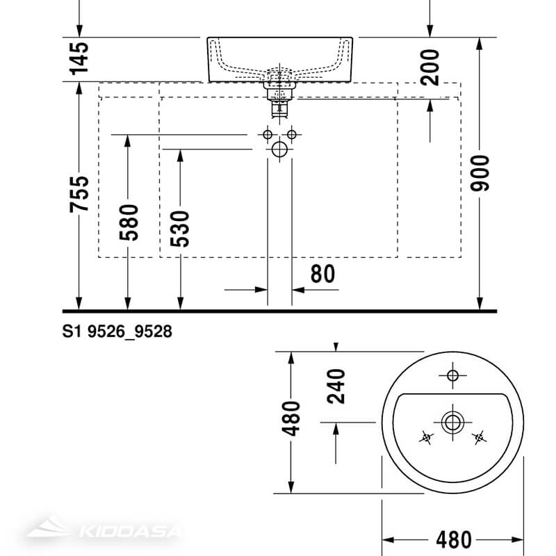 Chậu rửa mặt Duravit Starck 1 044648 - Ảnh 3