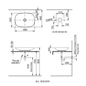ban ve ky thuat chau rua mat inax INAX AL S620V