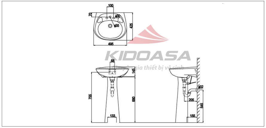 Chậu rửa INAX L-284V+L-284VD - Ảnh 2