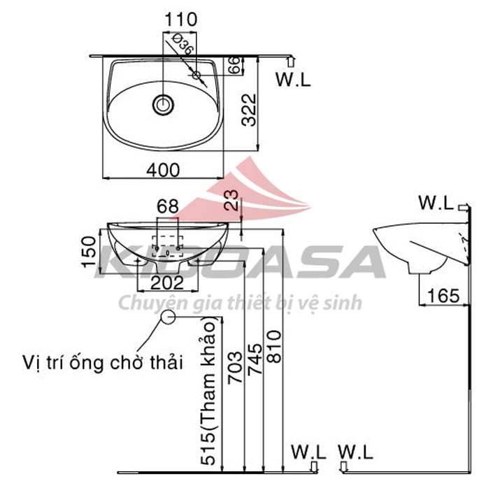 Chậu rửa mặt INAX L-280V - Ảnh 2