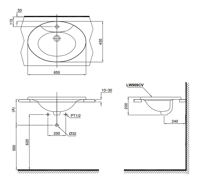 Chậu rửa mặt TOTO L909C#XW - Dương vành - Ảnh 2