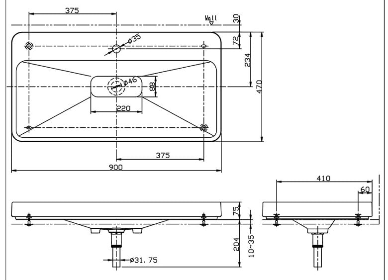 Bản vẽ kỹ thuật Chậu rửa mặt TOTO LW172YB