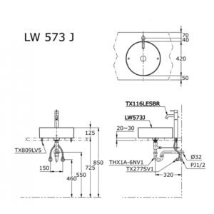 ban ve ky thuat chau rua mat toto lw573jw
