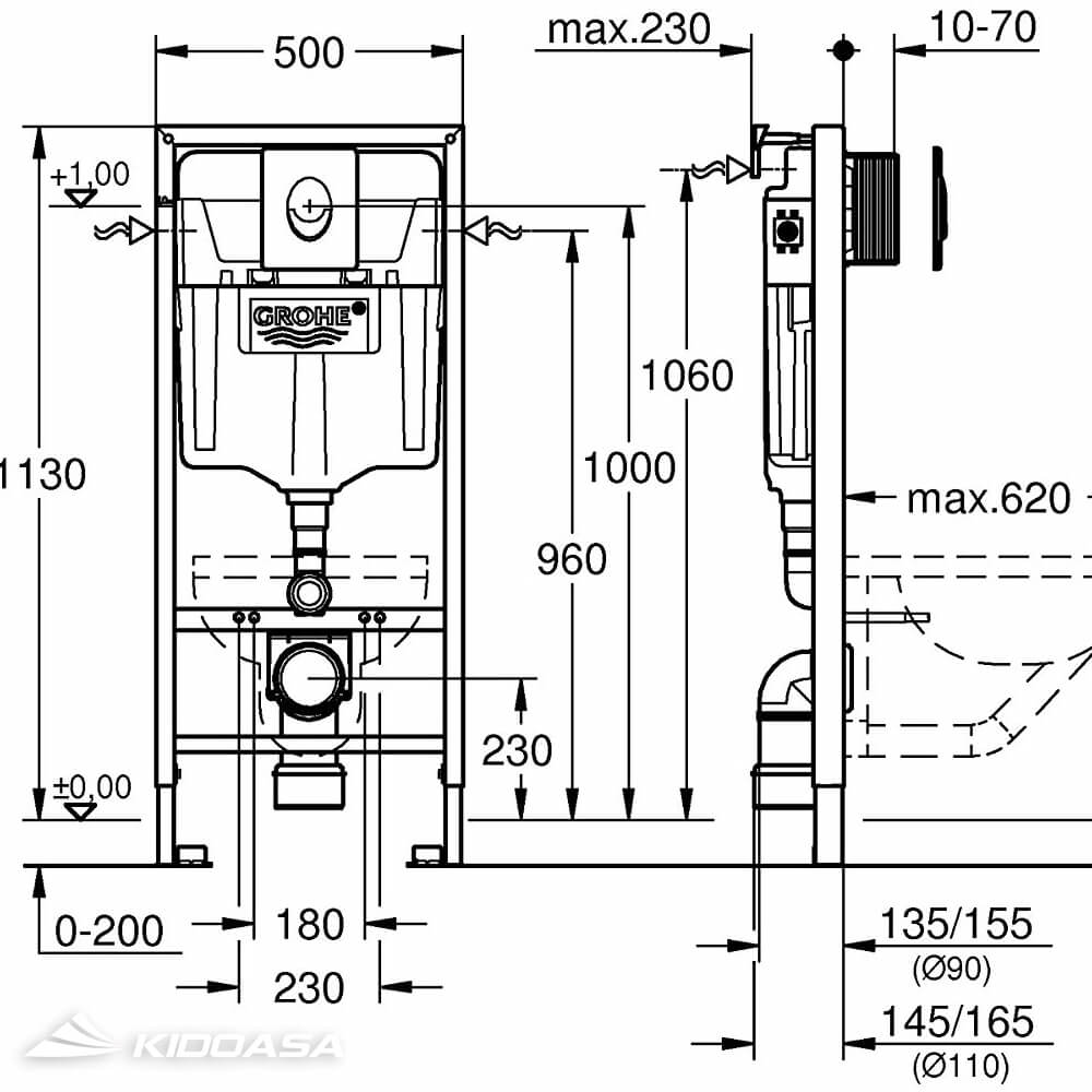 Bộ bồn cầu treo tường GROHE Eurosmart 39205000/38722001 - Ảnh 4