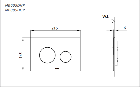 Bản vẽ kỹ thuật nắp đậy nút nhấn xả TOTO MB005DCP/PK