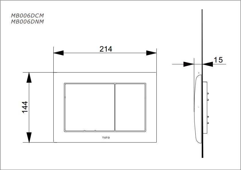 Bản vẽ kỹ thuật nắp đậy nút nhấn xả TOTO MB006DCM/PK