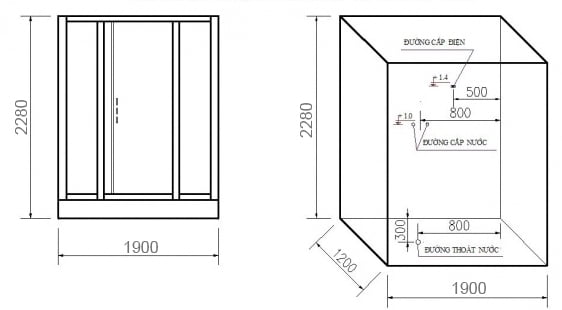 Bản vẽ kỹ thuật của phòng tắm xông hơi GOVERN JS-8088