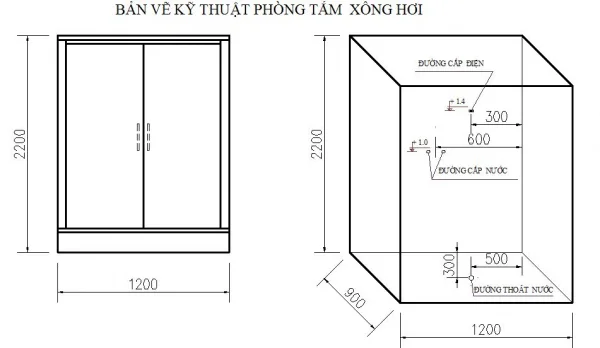 Bản vẽ kỹ thuật của phòng xông hơi GOVERN K-023