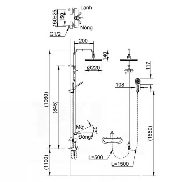 Bản vẽ kỹ thuật sen cây Inax BFV-41S