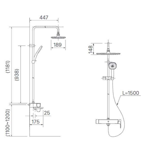 Bản vẽ kỹ thuật bộ sen tắm Inax BFV-635S