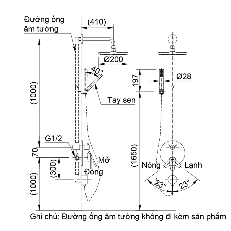 Bản vẽ kỹ thuật sen cây Inax BFV-71SEW