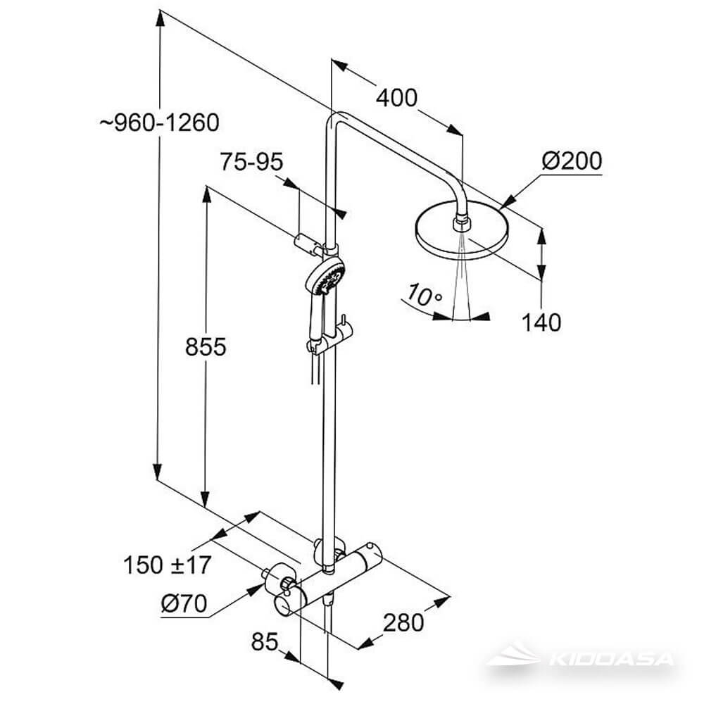 Bản vẽ kỹ thuật sen cây Kludi 6809205-00