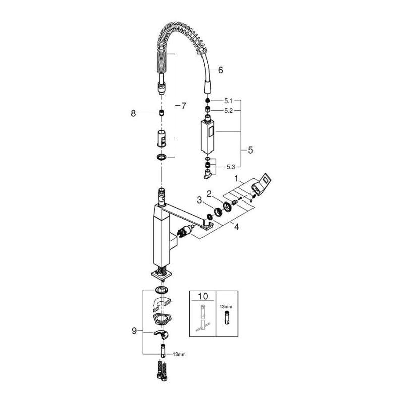 Bản vẽ kỹ thuật vòi chậu rửa bát Grohe 31395000