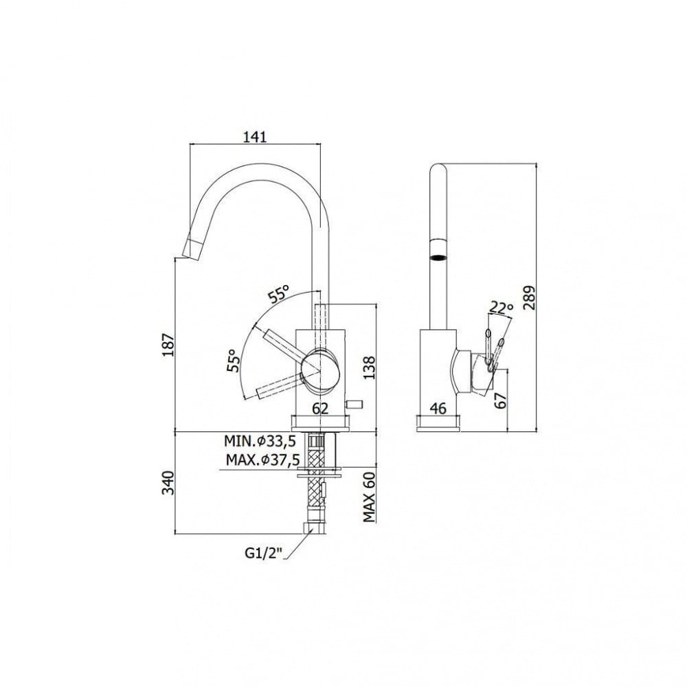 Vòi rửa bát nóng lạnh Paffoni Berry BR078CR - Ảnh 2