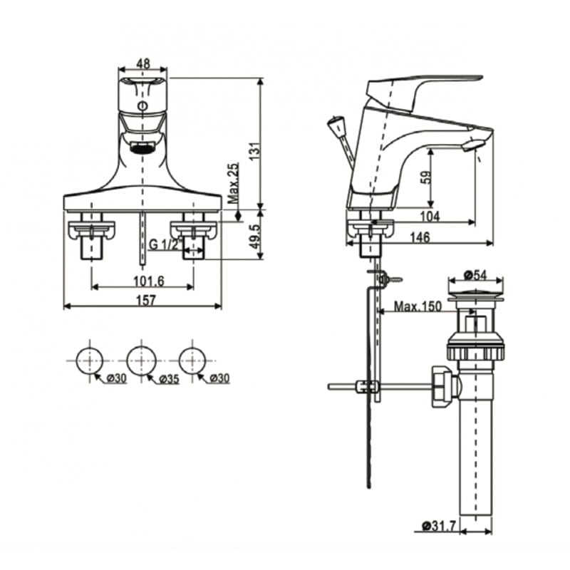 Bản vẽ kỹ thuật vòi chậu rửa mặt American Standard WF-0302