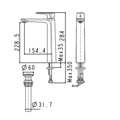 Bản vẽ kỹ thuật vòi chậu rửa mặt American Standard WF-1702