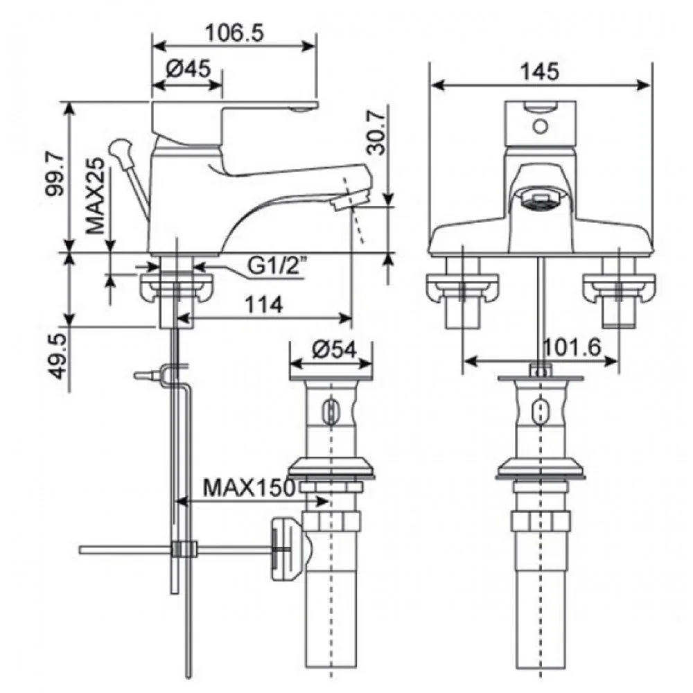 Bản vẽ kỹ thuật vòi chậu rửa mặt American Standard WF-6502