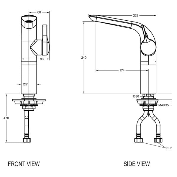 Bản vẽ kỹ thuật vòi chậu rửa mặt American Standard WF-6802