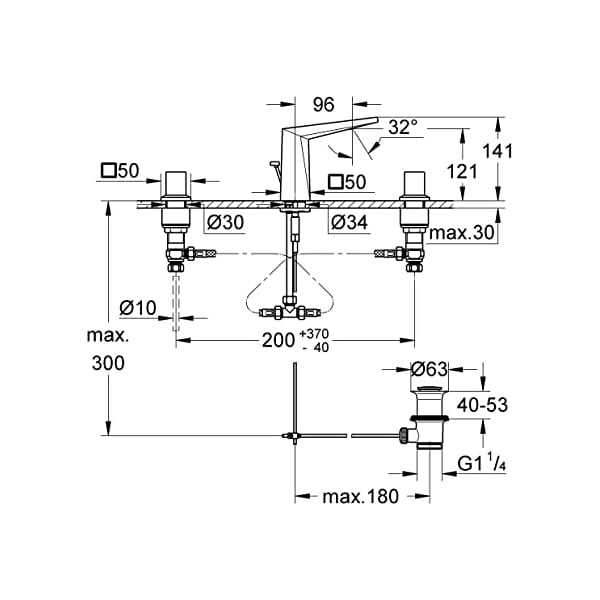 Bản vẽ kỹ thuật vòi rửa mặt Grohe 20342000