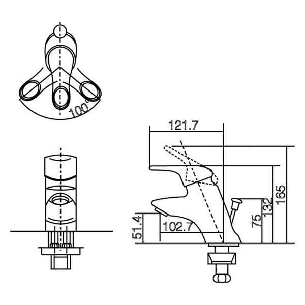 Bản vẽ kỹ thuật vòi chậu rửa mặt Inax LFV-202S