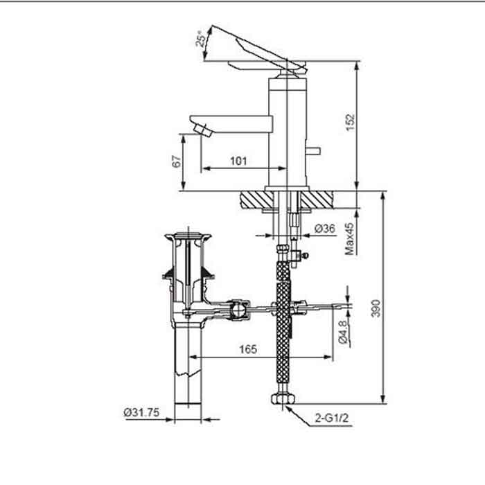 Bản vẽ kỹ thuật vòi chậu rửa mặt Inax LFV-4000S