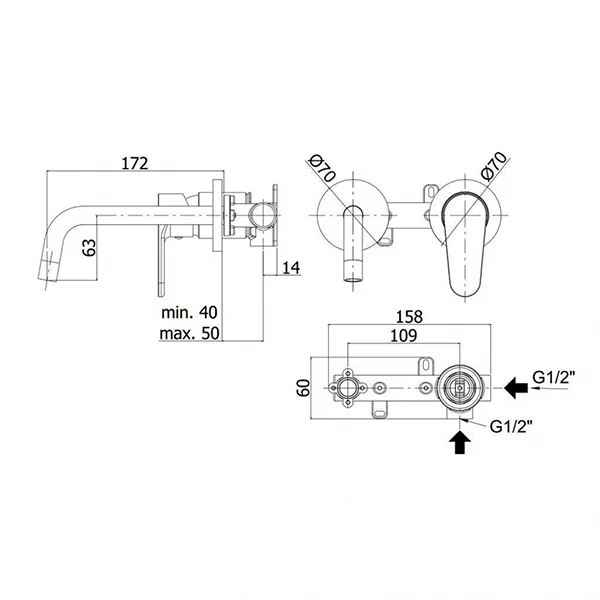 Bản vẽ kỹ thuật vòi chậu rửa mặt Paffoni GR101CR70