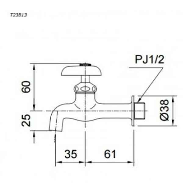 Bản vẽ kỹ thuật vòi chậu rửa mặt TOTO T23B13