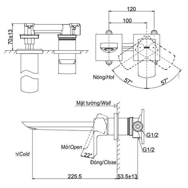 Bản vẽ kỹ thuật vòi chậu rửa mặt TOTO TLG02311B